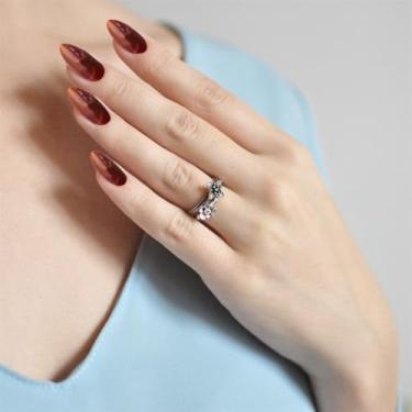 Imagem de Conjunto de unhas postiças em forma de amêndoa com efeito olho de gato com cola, comprimento médio, glitter (ouro roxo fluorescente, F)