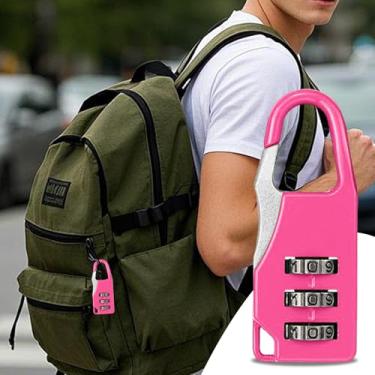 Imagem de Mini cadeado de combinação para mochila, bagagem, mala, caixa de lápis, trava segura de 3 dígitos, trava de viagem portátil para escola, escritório e uso doméstico