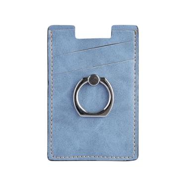 Imagem de Suporte para cartão de telefone, carteira de couro, adesivo de crédito, capa para celular com adesivo para mulheres e homens, parte traseira do telefone para a maioria dos smartphones, Azul, Capa tipo