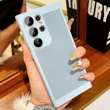 Imagem de Capa de malha respirável com dissipação de calor para Samsung Galaxy S25 S24 S23 S22 S21 S20 Fe Note 20 Ultra Plus A54 A24 A34 Capa rígida para PC (para A54/Azul)