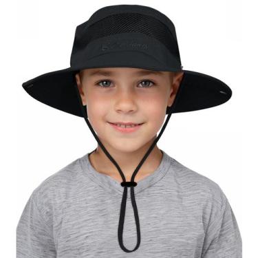 Imagem de Chapéu infantil Century Star ajustável UPF 50+ impermeável preto