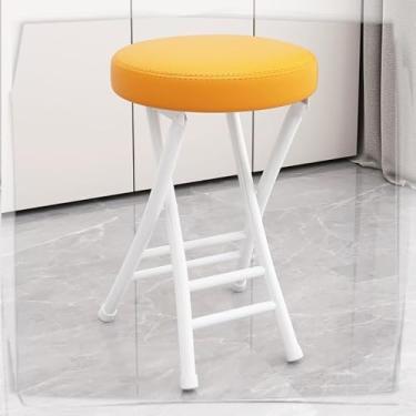 Imagem de Banco Dobrável Acolchoado Redondo Acolchoado 20 In Altura Do Balcão Banco Dobrável Portátil Sem Encosto Banqueta Dobrável Para Cozinha Em Casa Acampamento Ao Ar Livre, Orange, One Size