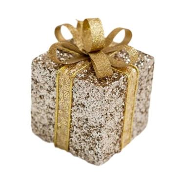 Imagem de oshhni Caixa de presente em formato de árvore de Natal, leve e mini, ideal para decoração de Natal em hotéis, escritórios e festas, Arco de Ouro