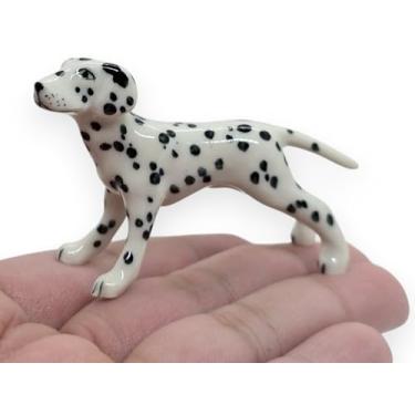 Imagem de Coleção miniatura animal de cerâmica dálmata cachorro miniatura estatueta fofa presente feito à mão 2