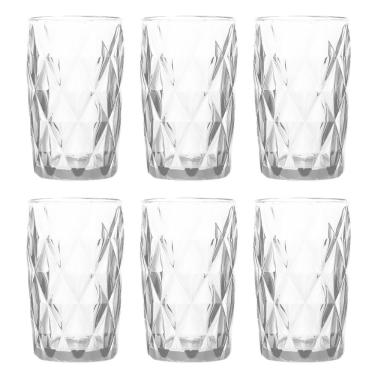 Imagem de Kit 6 Copos Vidro Diamond Transparente 370Ml Grosso Luxe