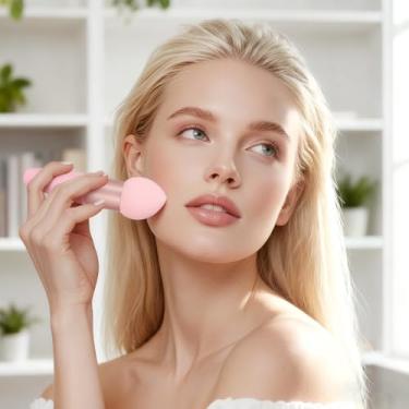 Imagem de Conjunto de 3 pincéis de maquiagem essenciais para base, corretivo, contorno e iluminador (rosa, 26 x 8 x 2)