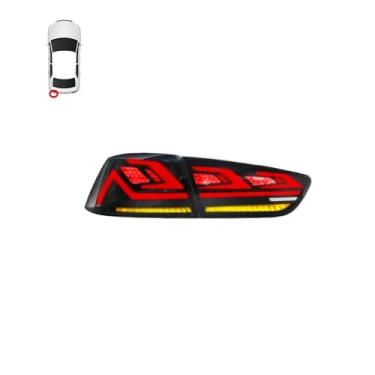 Imagem de Luzes traseiras compatíveis para Mitsubishi Lancer Evo Sedan 2008 2009 2000 2011 2012 2013 2014 2015 2016 2017 Luz traseira Aviso de freio Parar(Black Left Only)