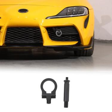 Imagem de Daeiclru Gancho de reboque para para-choque dianteiro de carro compatível com Toyota Supra GR A90 A91 MK5 2019-2024, anel de reboque dianteiro estilo corrida, preto