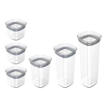 Imagem de Kit 6 Potes Organizador Herméticos Porta Alimentos Mantimentos F6061 -