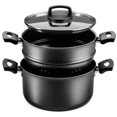 Imagem de Panela De Cozimento A Vapor Antiaderente Preta - Dona Chefa