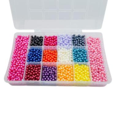 Imagem de Kit Pérolas 6 e 8mm 1200pçs Miçangas Diversas Cores + Caixa Divisória 