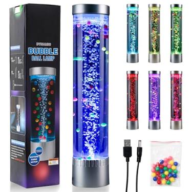 Imagem de SUFUS Lâmpada de tubo bolha de 51 cm com 30 contas coloridas de acrílico e 7 cores de LED variáveis, luzes sensoriais alimentadas por USB para autismo, TDAH e necessidades especiais, lâmpada