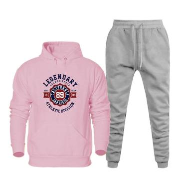Imagem de Conjunto Moletom Plus Size Blusa Estampada e Calça Comprida Elastico na Cintura Cordao...