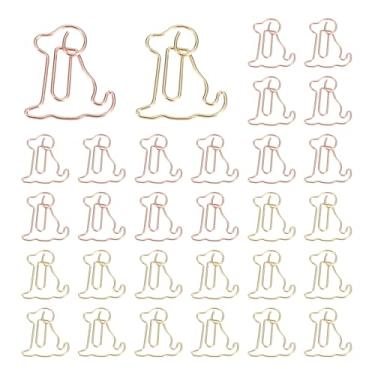 Imagem de Clipe de papel fofo, 30 peças de clipe de papel em forma de cachorro, clipes de metal engraçados para agenda, suprimentos de escritório em casa, organização de arquivos, decoração de casamento, ouro