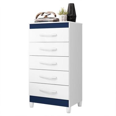 Imagem de Cômoda Esmeralda 5 Gavetas Branco-azul Matte - Móveis Albatroz Branco-azul Matte