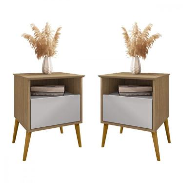 Imagem de Kit 2 Mesas De Cabeceira Cancun Cinamomo E Off White Bechara