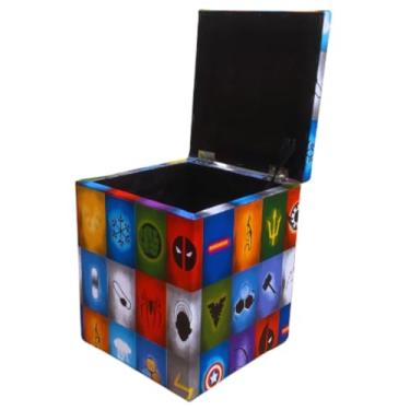 Imagem de Mini puff baú infantil puff pequeno assento para casa quarto sala puf para criança 30×25×25cm(HERÓIS)