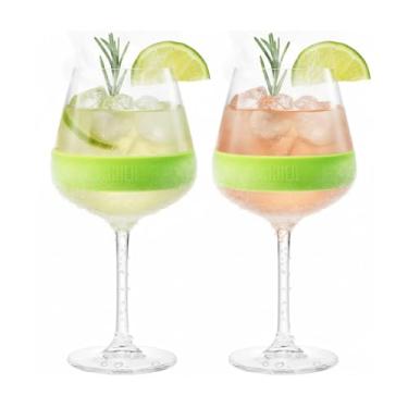 Imagem de Khen Conjunto de taças de vinho refrescantes de acrílico de 59 – 400 ml com inserção de gel verde congelável – Copos de plástico reutilizáveis para vinho branco, rosé, coquetéis e entretenimento ao ar