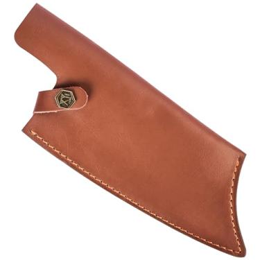 Imagem de XYJ Bainha de couro para faca de chef de 20 cm, protetor de lâmina, cutelo, facas, capa com cinto de laço para acampamento ao ar livre