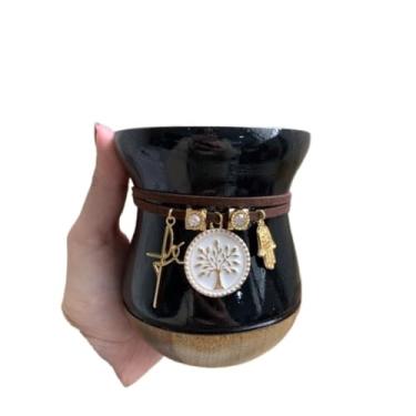 Imagem de Taças de Vinho, Copos, Jarros de, Conjuntos de Mate: Bule de Madeira Colorido + Pulseira(Preta bicolor + Árv. da vida)