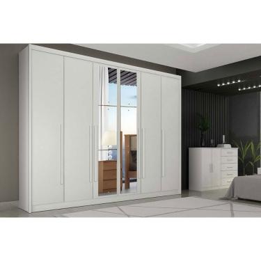 Imagem de Guarda Roupa Casal 6 Portas (2 C/ Espelho) E 6 Gavetas Bragança/coimbra Neve - Novo Horizonte