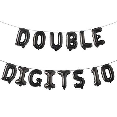 Imagem de Decorações de aniversário de 10 balões de dois dígitos - Artigos de decoração de festa de feliz 10º aniversário - Decorações de aniversário de dez anos multicoloridas com dois dígitos (preto, dois