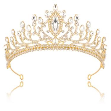 Imagem de TODDER Coroa e tiara douradas, tiara de cristal de princesa dourada para mulheres e meninas, coroa de quinze anos para festa de aniversário, cosplay, casamento, formatura, dia das bruxas