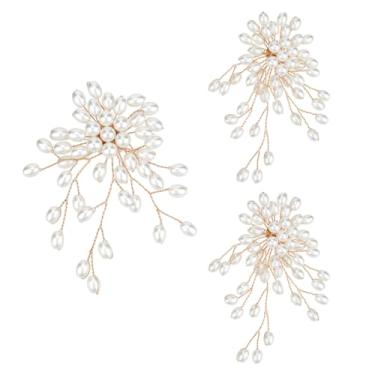 Imagem de PH PandaHall Conjunto de brincos de broche de flor de pérolas brancas falsas brinco floral retrô com contas de ouro broche de flor de pérola broche de declaração broche de fantasia para noiva dama de