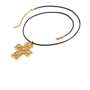Imagem de Novo colar feminino vintage 2026 com zircônia incrustada em grão de martelo de aço inoxidável banhado a ouro 18K à prova d'água - colar romântico presente para ela, perfeito para aniversário ou dia