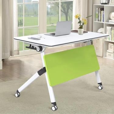 Imagem de ZDJZMGZ Mesa de conferência, mesa de reunião dobrável com rodas silenciosas, mesa de treinamento de escritório moderna, mesa de sala de reuniões com rodinhas para sala de reuniões, escritório, sala de