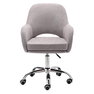 Imagem de Cadeira de escritório cadeira de escritório cadeira giratória assento estofado de linho cadeira de computador cadeira de trabalho cadeira de escritório cadeira de jogos (cor: cinza) necessário