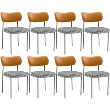 Imagem de Kit 08 Cadeiras Decorativa Sala De Jantar Melina Base Arena L02 Couríssimo Whisky Pied Poule - Lyam Decor