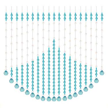 Imagem de Cortinas de porta com contas para portas cortina de cordão de contas de cristais para divisórias de quarto -19 fios casa sala de estar entrada decoração suspensa feita à mão, 4 cores (cor: B, tamanho