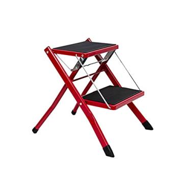 Imagem de Escadas dobráveis com 2 degraus escada dobrável escada pequena de metal com pedal de vedação de grão cruzado de plástico escadas resistentes para uso doméstico escada resistente (cor: Escada B