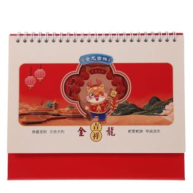 Imagem de ZABEES Calendário de mesa 2024 Calendário de mesa decorativo para casa papel de mesa de escritório mensal ano do dragão calendário de mesa estilo chinês