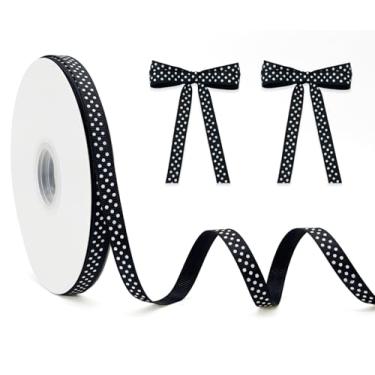 Imagem de PQZKLDP Fita de gorgorão de bolinhas de 9,5 cm - fita de bolinhas vermelhas e brancas de 50 jardas para embrulho de presente de Natal, laços, decoração de casamento, projetos de artesanato e bricolage