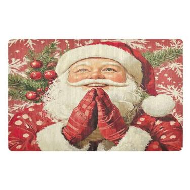 Imagem de SEHANY Tapete de porta de inverno Papai Noel Natal para todos os climas, impermeável, secagem rápida, bem-vindo, tapete de entrada antiderrapante, tapete decorativo de poliéster para entrada, varanda
