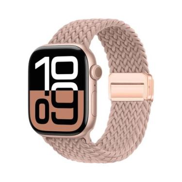 Imagem de Pulseira De Nylon Trançada Para Apple Watch, Bracelete Magnético Compa