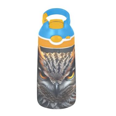 Imagem de ATTX Garrafa de água Cool Owl de 473 ml – Garrafa de água reutilizável Tritan Sports & Travel com canudo e tampa de bico pop-up #156