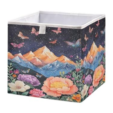 Imagem de SEHANY Cesto de armazenamento dobrável Mountains Lanscape, organizador de tecido grande, dobrável, para roupas, brinquedos, livros, armário, berçário, 38 x 27 x 17 cm