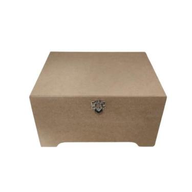 Imagem de Baú Retangular M Com Fecho e Pé 27x20x16 Em MDF - LUCIANO