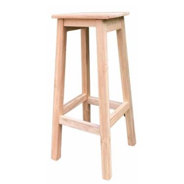 Imagem de Banquinho Alto 70cm Madeira Maciça Quadrado Para Balcão Área de Lazer 