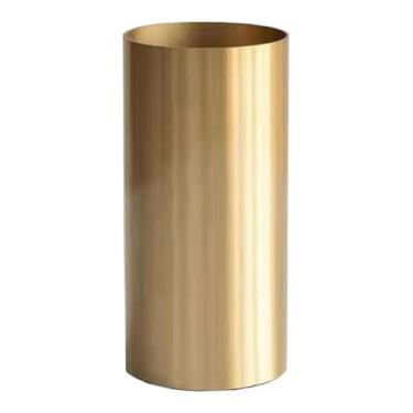 Imagem de Ioensy Vaso cilíndrico de metal alto para flores artificiais, vaso decorativo minimalista e moderno para canto, sala de estar, decoração de casa, 9cmx19.5cm