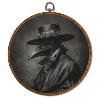 Imagem de Decoração de arte de parede redonda vintage 25 x 25 cm, decoração de impressão em tela emoldurada de urso marrom, retrato vitoriano, decoração de arte de animal para casa de fazenda, quarto, sala de