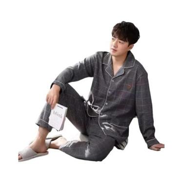 Imagem de Conjunto De Pijama Masculino De Manga Longa E Calças Longas Para Prima