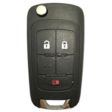 Imagem de Capa para chave de carro J-ACCES, capa para Chevrolet Chevy Equinox Sonic GMC Terrain 3 botões sem corte, flip em branco, dobrável, entrada sem chave, capa de substituição remota (3 botões de cartucho)