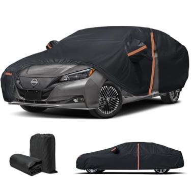 Imagem de Capa de carro Hatchback para Nissan Leaf 2011-2025, capa externa completa para todos os climas com porta com zíper e faixas à prova de vento, impermeável, à prova de sol, proteção UV, resistente a