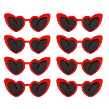 Imagem de Semato Óculos de sol em forma de coração, 8 pares de óculos de sol de despedida de solteira presentes para mulheres e meninas, Vermelho, Standard