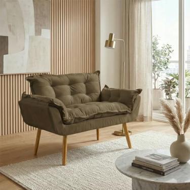 Imagem de Namoradeira Decorativa Para Sala Recepção Consultório Alice Suede Cores (Marrom)