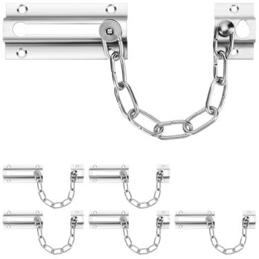 Imagem de INBOF Pacote com 6 fechaduras de corrente de porta, fechaduras de corrente de aço inoxidável para porta interna, engrossadas premium com 36 parafusos